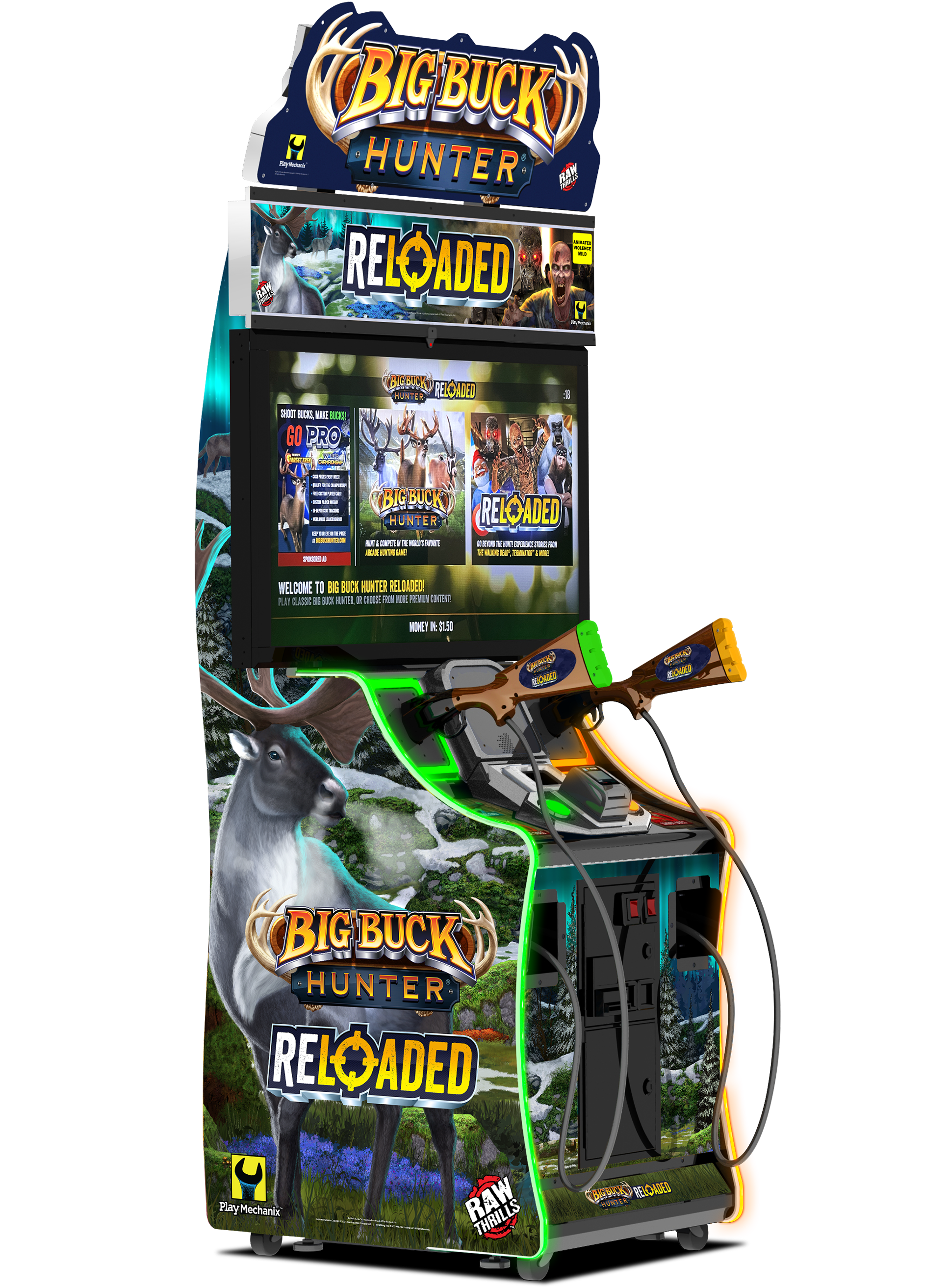 Raw Thrills Big Buck Hunter Reloaded Mini 42-inch cabinet, official catalog