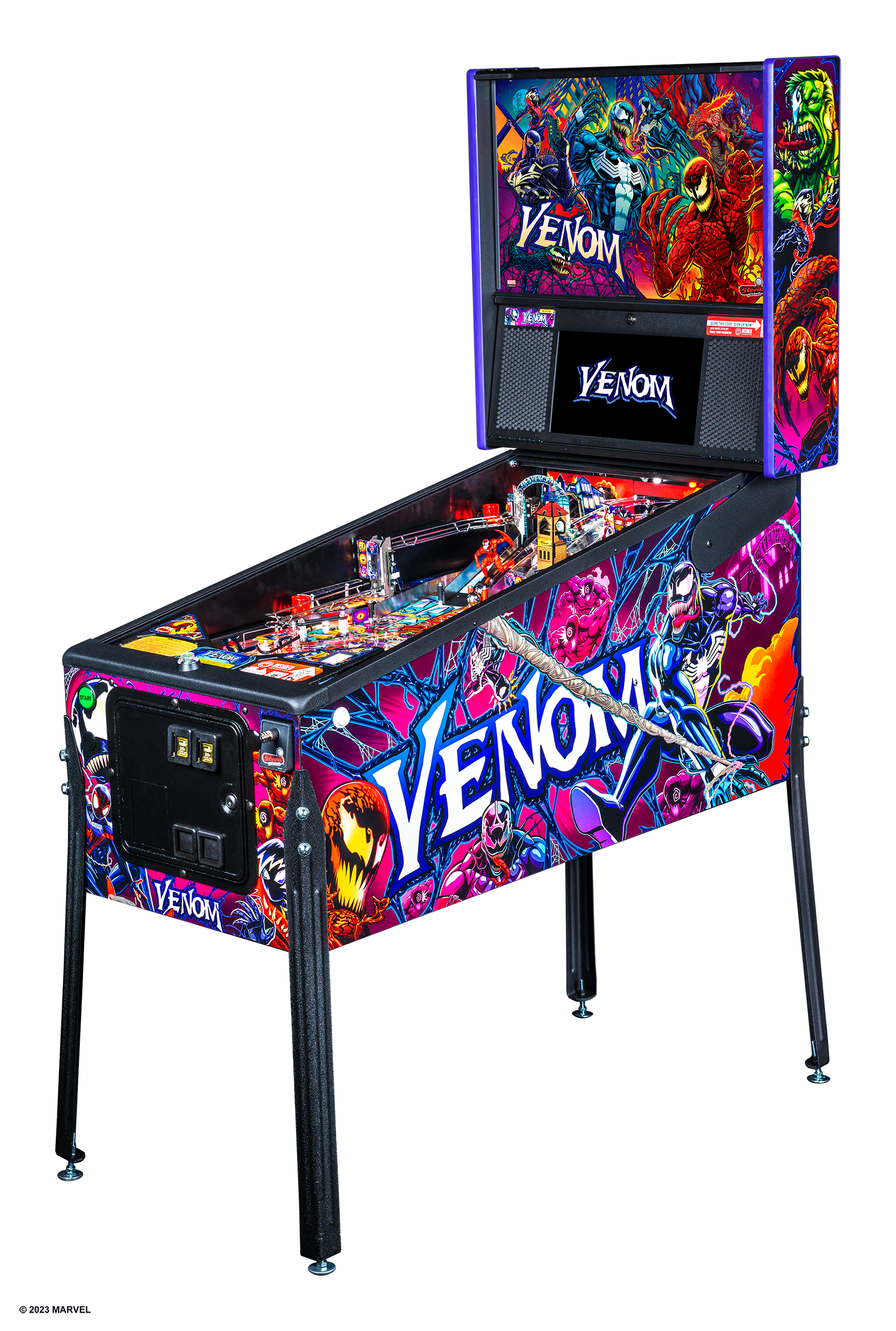 Stern Venom Pro pinball machine, full cabinet including Venom backbox